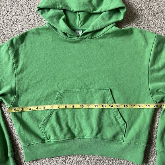 Sporty & Rich Green Plain Blank Crop Hoodie Preppy Women’s S - Picture 4 of 7